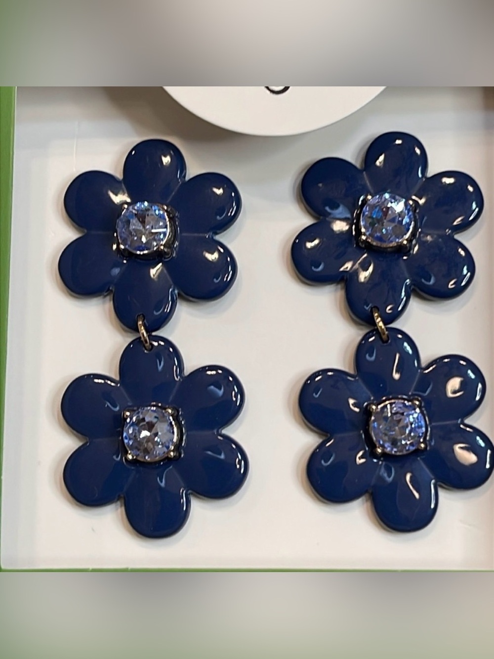 kate spade navy double flower drop earrings - Picture 2 of 2